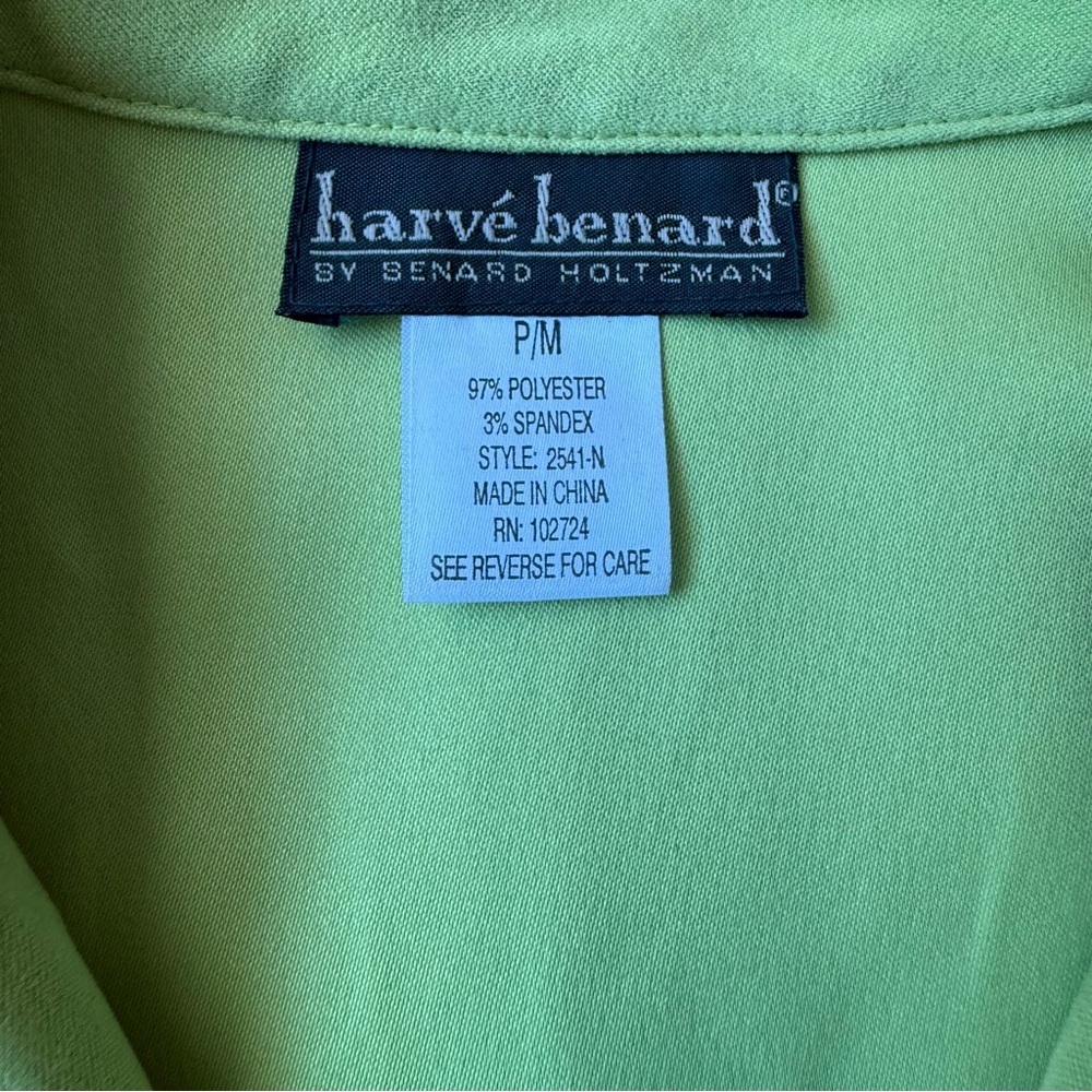 Harve Benard Petites Vintage Y2K Neon Chartreuse Green Blazer Shirt Medium - Picture 5 of 8